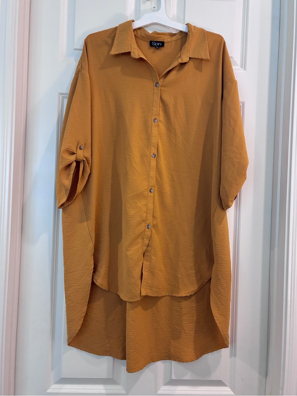 Women’s Mustard Button-Up Longline Shirt Dress